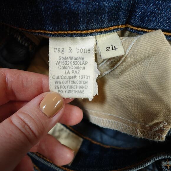 Rag and Bone Jeans Womens 24 Skinny La Paz Distressed Denim Medium Wash Raw Hem - Picture 9 of 12